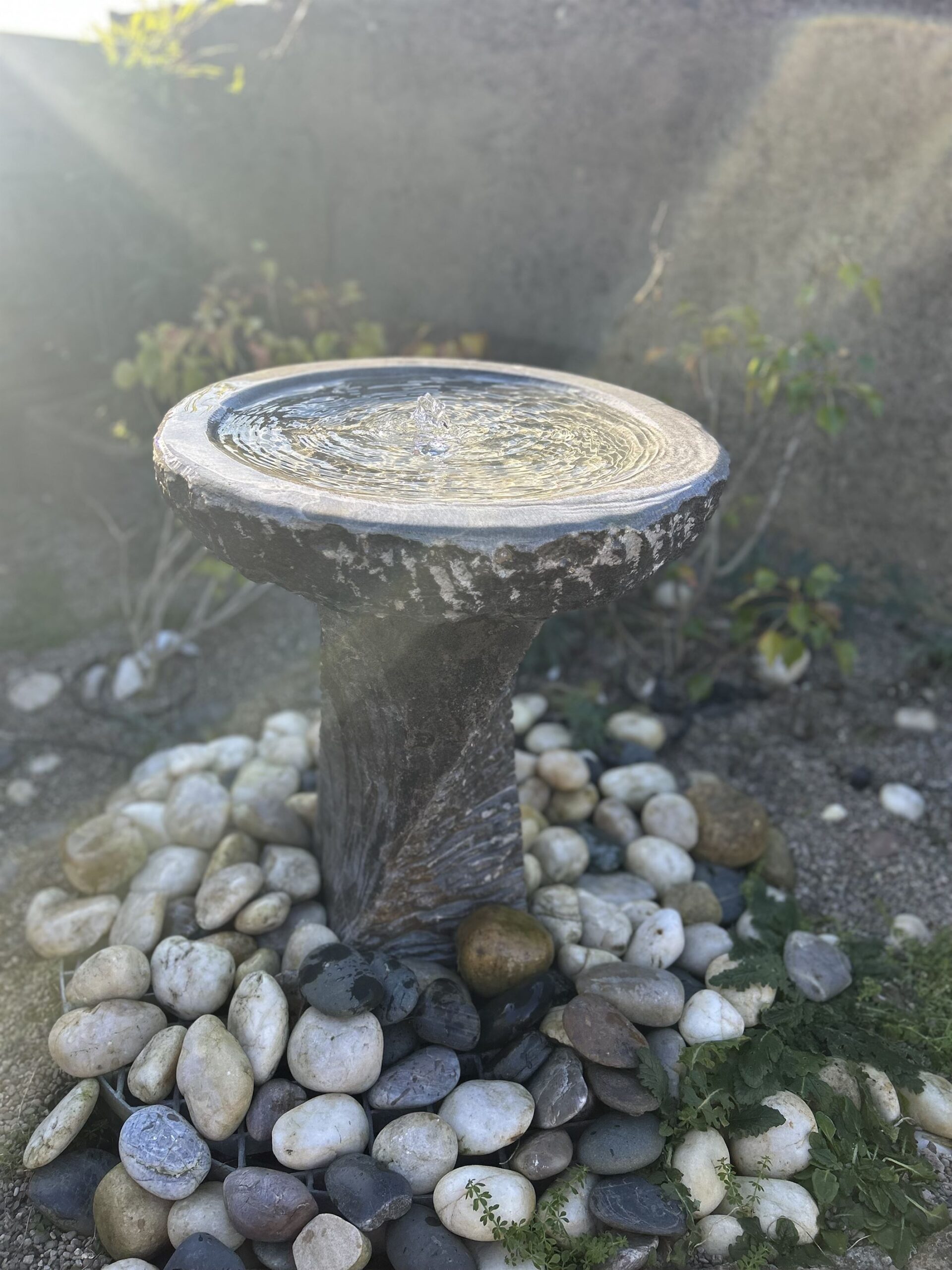 Babbling Bowl On Twist Black Limestone (52x45x45)