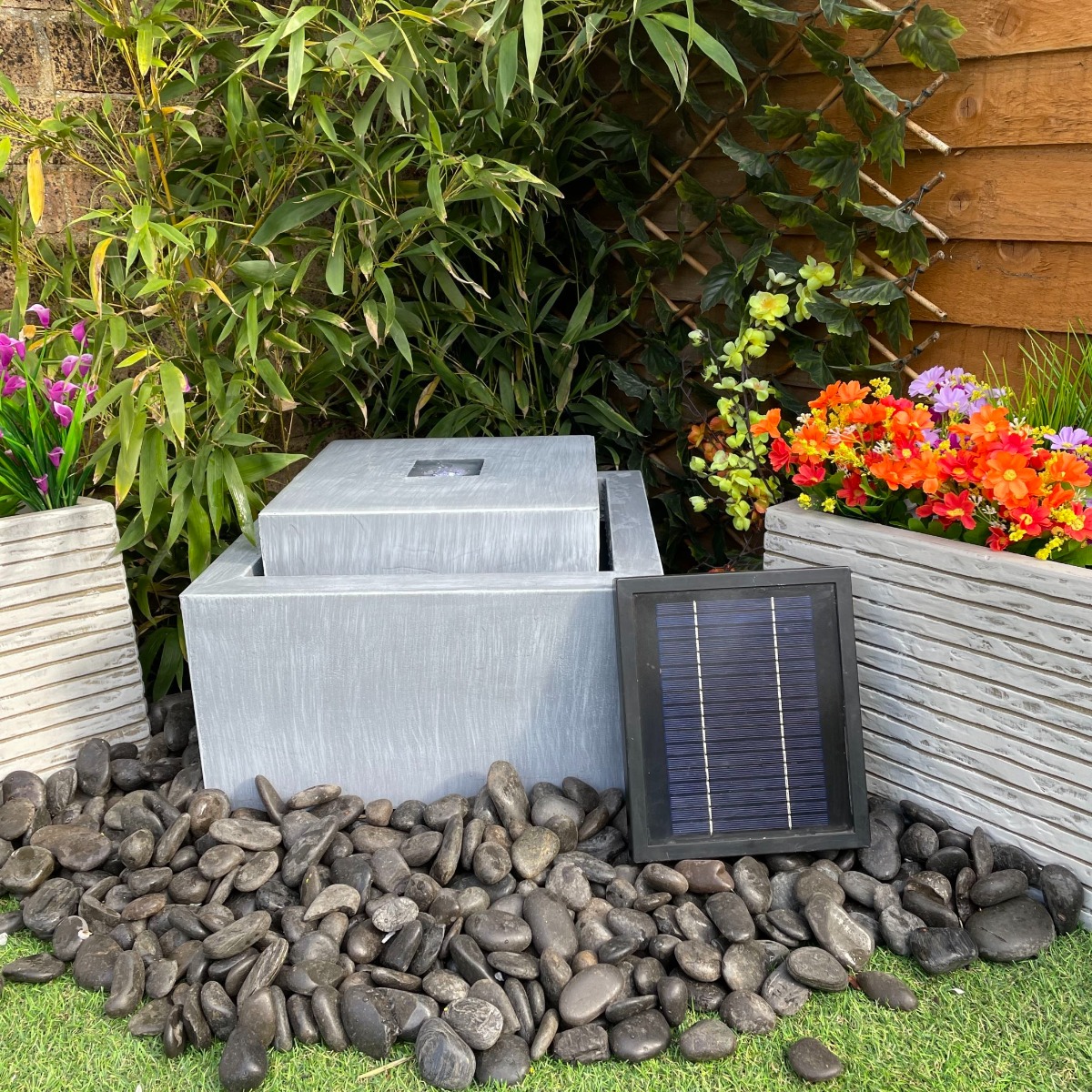 Zinc Cube Modern Metal Water Feature - Image 5