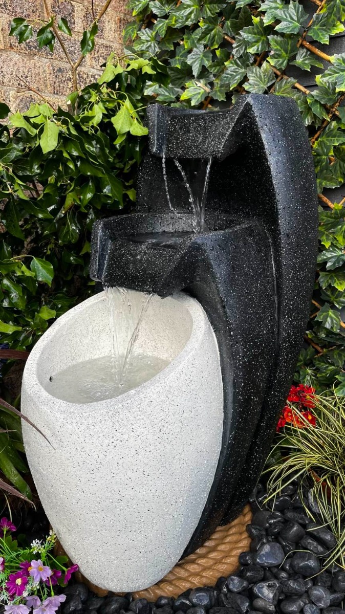 3 Flowing Vases Contemporary Solar Water Feature - Image 8